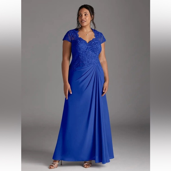 missacc Dresses & Skirts - Royal Blue Lace Formal Gown Size 14 Plus Elegant Maxi Dress